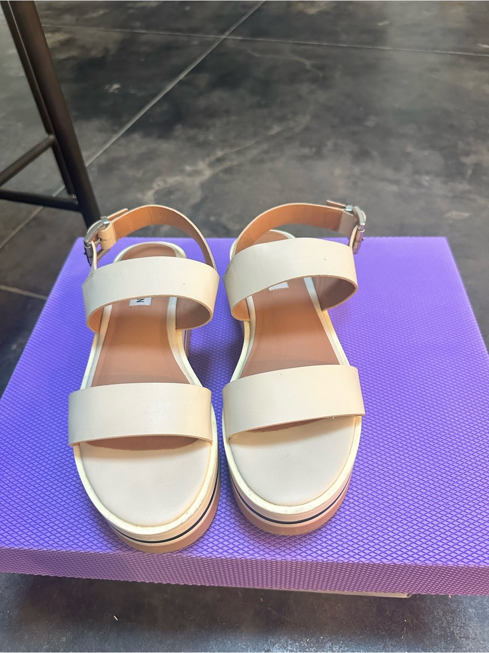 Steve Madden Cream Platform Ankle-Strap Sandals